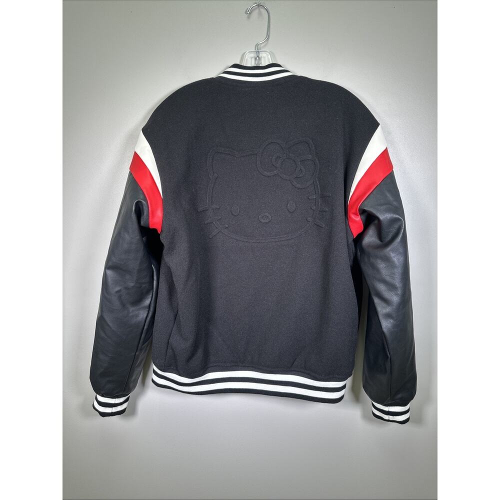 FOREVER 21 x Hello Kitty Striped Black Red Moto‎ Varsity Jacket Small Varsity